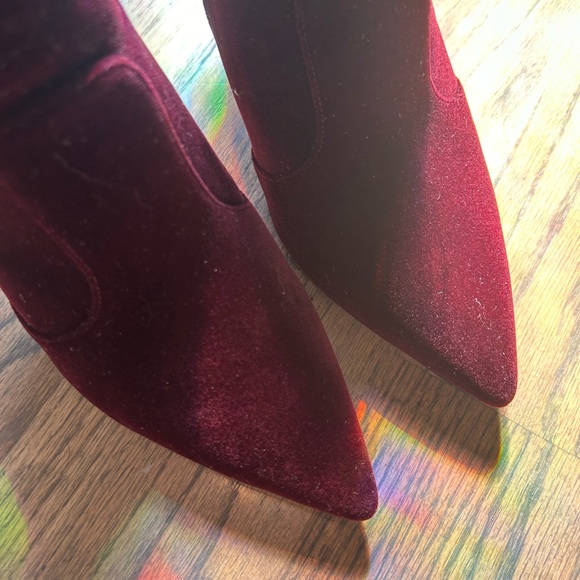 73 hours women’s wine red velvet point toe heels ankle boots - Picture 6 of 7